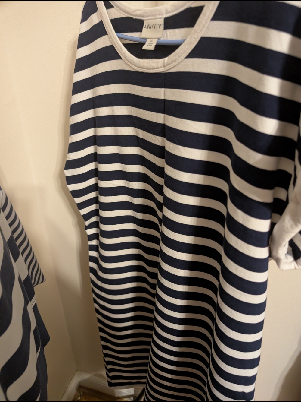 AVA + VIV Navy and White Striped Tee Dress